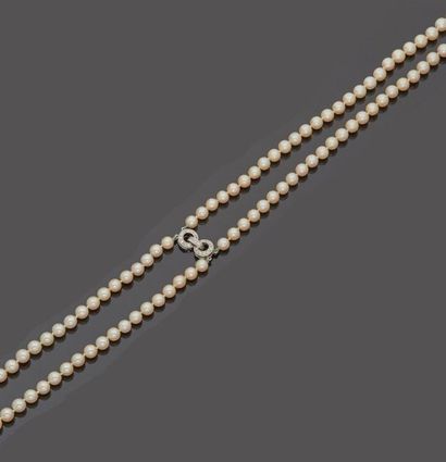 Double row drop cultured pearl necklace,...