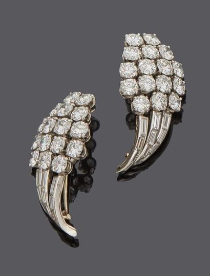 Pair of 18 k (750 thousandths) white gold...