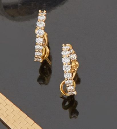 Pair of 18 k (750 thousandths) yellow gold...