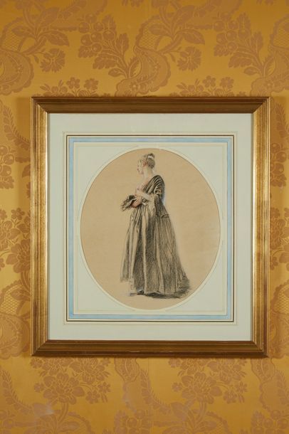 Deux dessins encadrés d'après WATTEAU

