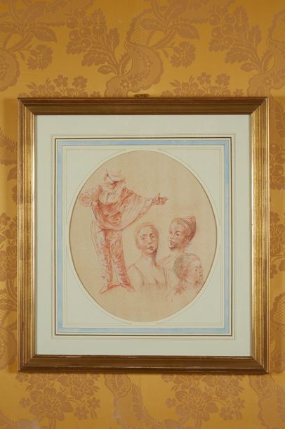 Deux dessins encadrés d'après WATTEAU

