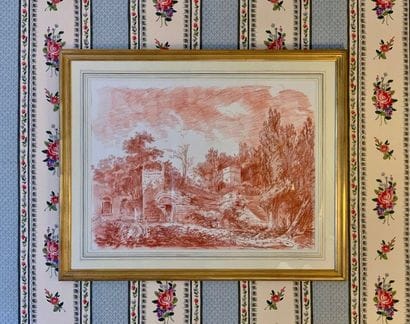 Deux sanguines encadrées d'après Fragonard...