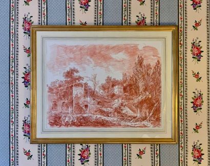 Deux sanguines encadrées d'après FRAGONARD...