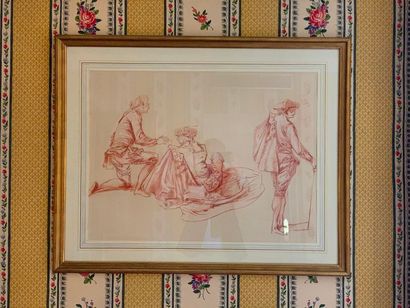 Deux dessins à la sanguine d'après Antoine...