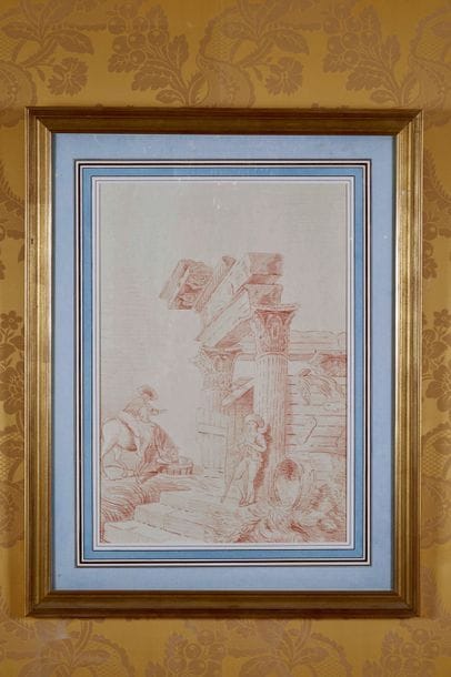 Deux dessins à la sanguine d'après Hubert...