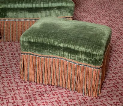 Tabouret rectangulaire recouvert de velours...