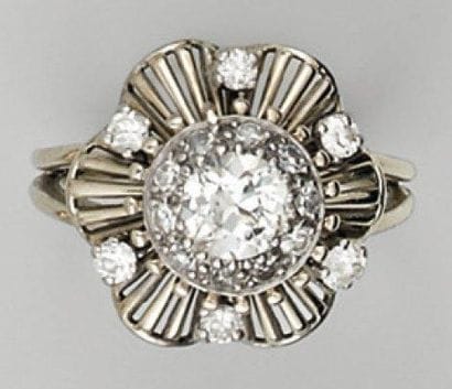 Bague en platine et or gris ornée d'un diamant...