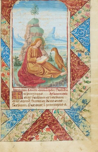 [ILLUMINATED HANDWRITTEN HOURS / BURGUNDY]....