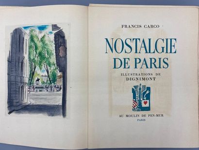 CARCO (Francis). Nostalgia for Paris. Paris,...