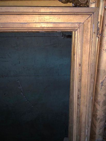 Two wood and gilded stucco frames with flat...