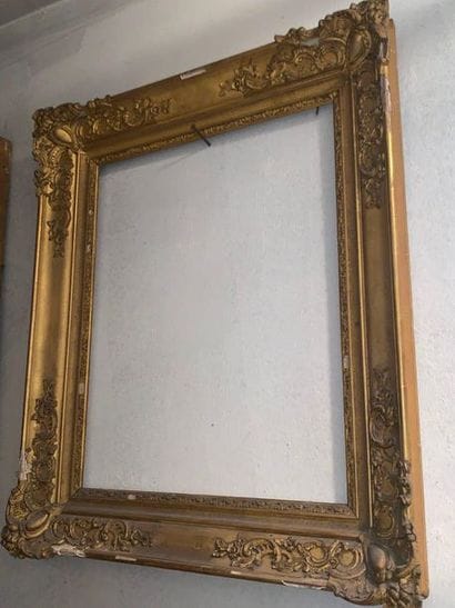 Wooden frame and gilded stucco with rockery...