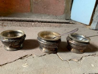 RISLER & CARRE - Three silver salt shakers...