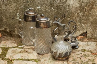 Set includes two orangeade jars in crystal...