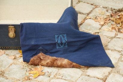 Cover or plaid probably embroidered with...