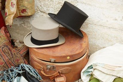CC monogrammed leather hat box containing...