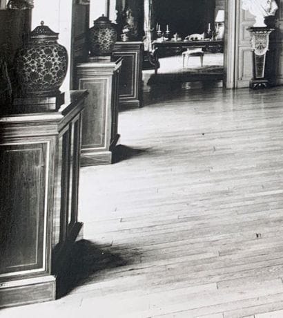 Pair of blackened wood furniture with a drawer...