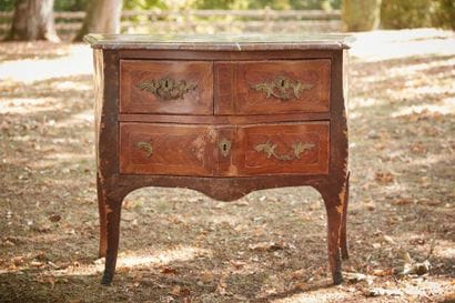 Small curved chest of drawers in rosewood...