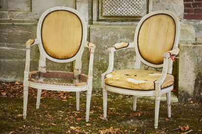 Pair of cabriolet armchairs with medallion...