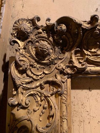 Two gilded wood and stucco frames, one in...