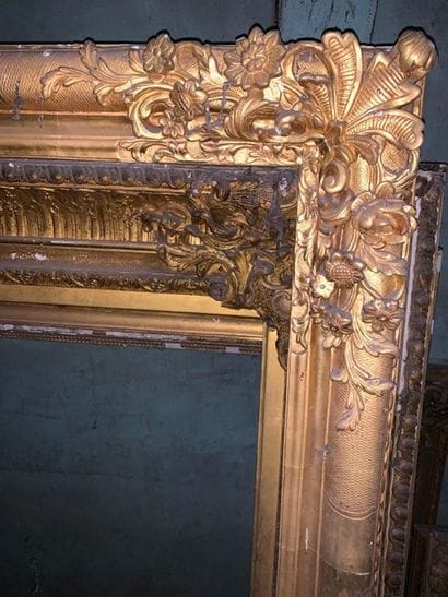 Two gilded wood and stucco frames, one in...
