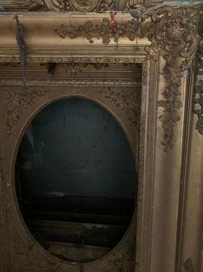 Two Louis XV style wooden frames with gilded...