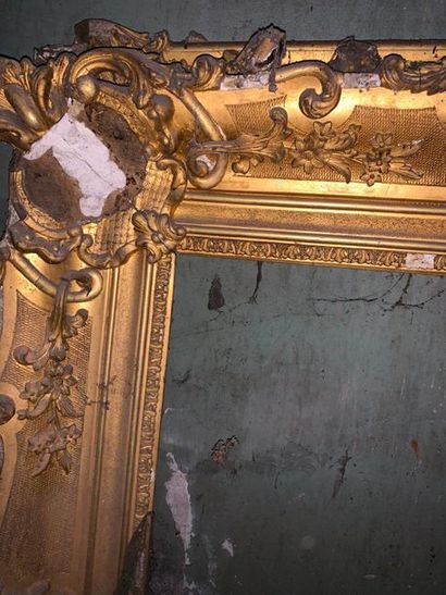 Four gilded wood and stucco frames, one Romantic...
