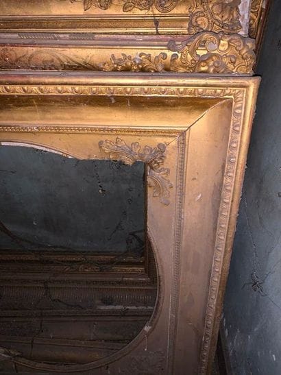 Two gilded wood and stucco frames, one in...