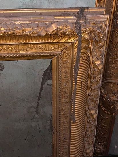 Two gilded wood and stucco frames, one with...