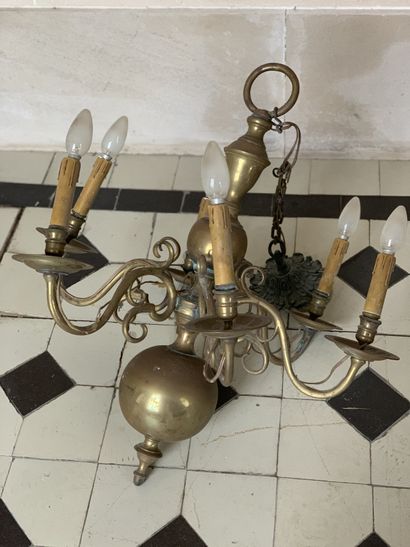 Dutch style brass chandelier 

Height: 65...