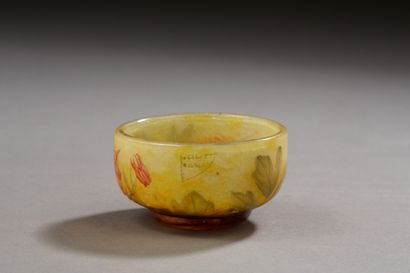 DAUM, Nancy. Small bowl in yellow glass with...