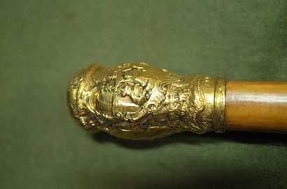 Umbrella with natural wood handle signed...