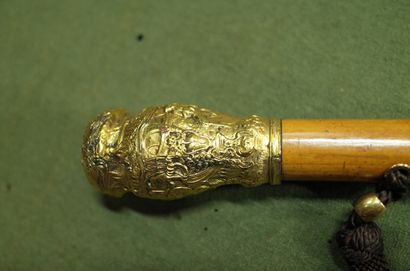 Umbrella with natural wood handle signed...