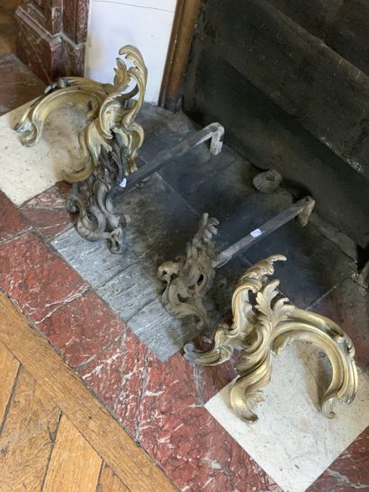 Two pairs of ormolu and patinated bronze...