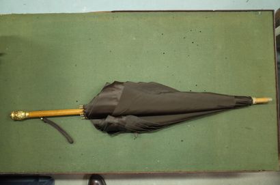 Umbrella with natural wood handle signed...