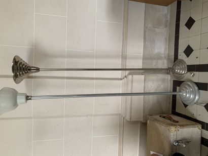 Two Art Deco chromed metal floor lamps (...