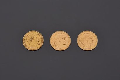 Trois pièces de 20 francs or

- 1 du 2nd...