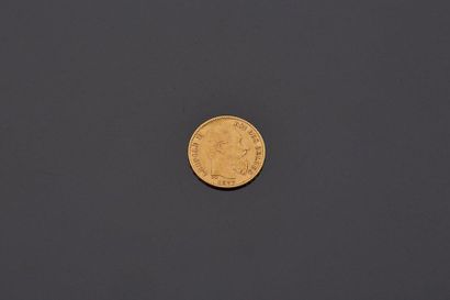 Une pièce or 20 francs or belge 1877 Léopold...