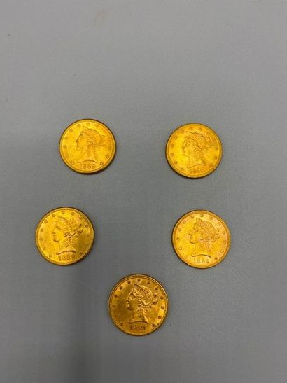 ETATS-UNIS

5 pièce de 10 dollars or 1881-1889...