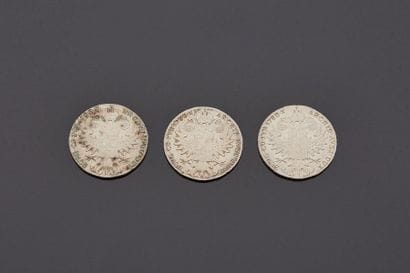 Trois pièces d'argent Marie Thérèse d'Autriche,...