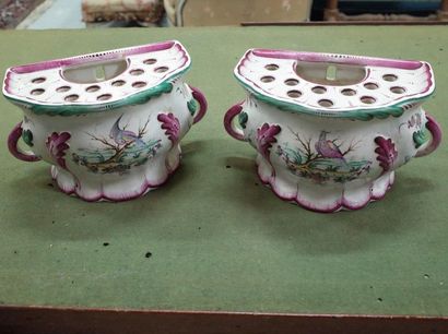 Pair of Eastern earthenware flower candl...