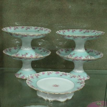 5 cake dishes on pedestal in Limoges porcelain...
