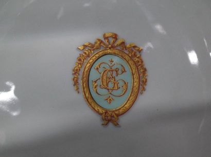 14 Plates and a cake dish in Sèvres porcelain,...