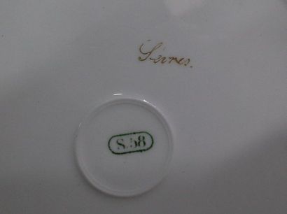 14 Plates and a cake dish in Sèvres porcelain,...