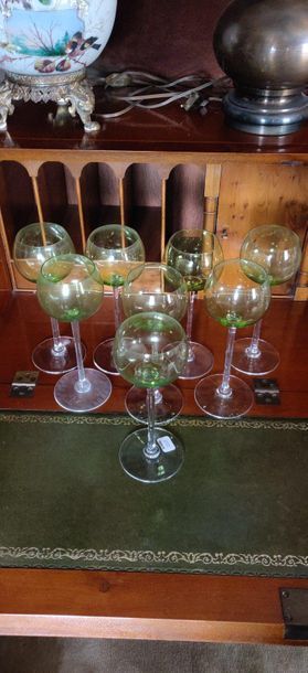 Eight Baccarat crystal glasses. Included...
