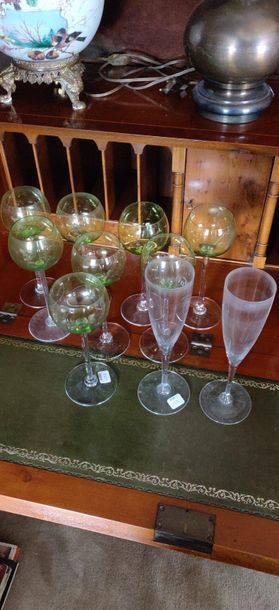 Eight Baccarat crystal glasses. Included...