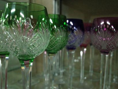 18 white wine stemmed glasses in cut and...