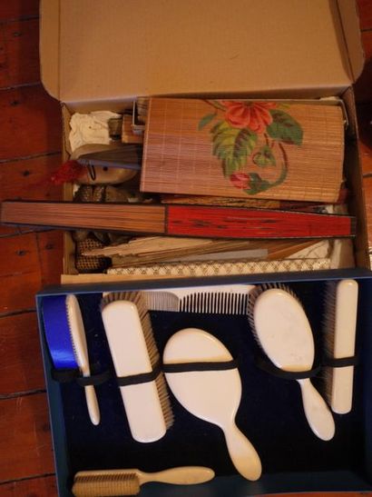 Batch of Breton gloves, slippers and costume...
