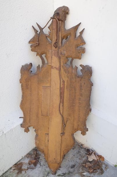 Baromètre de style Louis XVI en bois et stuc...