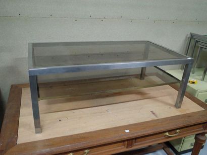 Table basse rectangulaire en métal à deux...