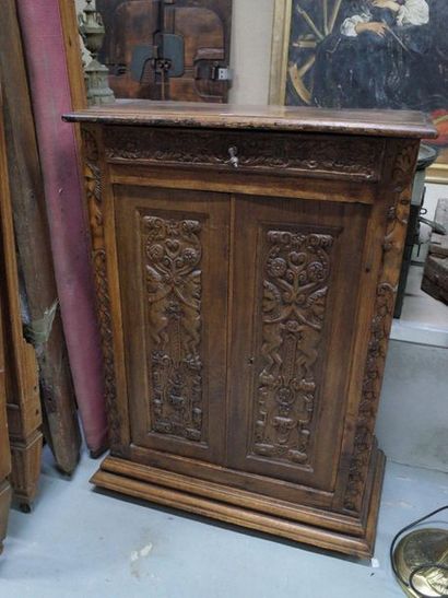 Meuble d'appui à deux portes en bois naturel...